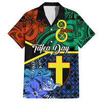 Personalised Tafea Day Hawaiian Shirt Vanuatu Sand Drawing With Polynesian Pattern LT9 Blue - Polynesian Pride