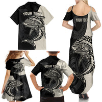 Personalised Polynesia Fishing Family Matching Summer Maxi Dress and Hawaiian Shirt With Maori Hei Matau Fish Hook Gold Art LT9 - Polynesian Pride