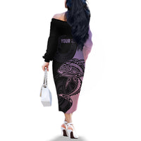 Personalised Polynesia Fishing Family Matching Off Shoulder Long Sleeve Dress and Hawaiian Shirt With Maori Hei Matau Fish Hook Pastel Art LT9 - Polynesian Pride