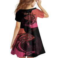 Personalised Polynesia Fishing Family Matching Tank Maxi Dress and Hawaiian Shirt With Maori Hei Matau Fish Hook Pink Art LT9 - Polynesian Pride