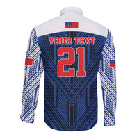 Custom Rugby Toa Samoa Long Sleeve Button Shirt Samoa mo Samoa Island Warrior Pride - Polynesian Pride