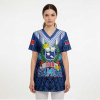 Custom Rugby Toa Samoa Scrub Top Samoa mo Samoa Strength in Tatau - Polynesian Pride