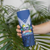 Custom Rugby Toa Samoa Skinny Tumbler Samoa mo Samoa Strength in Tatau - Polynesian Pride