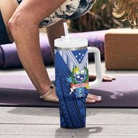 Custom Rugby Toa Samoa Tumbler With Handle Samoa mo Samoa Strength in Tatau - Polynesian Pride