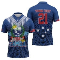 Custom Rugby Toa Samoa Zipper Polo Shirt Samoa mo Samoa Strength in Tatau - Polynesian Pride