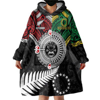 Aotearoa and Cook Islands Mo Te Tiriti Wearable Blanket Hoodie New Zealand Honour The Treaty Ake!Ake!Ake! LT9 - Polynesian Pride