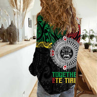 Aotearoa and Cook Islands Mo Te Tiriti Women Casual Shirt New Zealand Honour The Treaty Ake!Ake!Ake! LT9 - Polynesian Pride