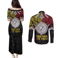 Aotearoa and Niue Mo Te Tiriti Couples Matching Puletasi and Long Sleeve Button Shirt New Zealand Honour The Treaty Ake!Ake!Ake! LT9 - Polynesian Pride