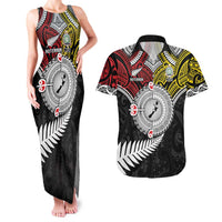 Aotearoa and Niue Mo Te Tiriti Couples Matching Tank Maxi Dress and Hawaiian Shirt New Zealand Honour The Treaty Ake!Ake!Ake! LT9 Gold - Polynesian Pride