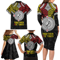 Aotearoa and Niue Mo Te Tiriti Family Matching Long Sleeve Bodycon Dress and Hawaiian Shirt New Zealand Honour The Treaty Ake!Ake!Ake! LT9 - Polynesian Pride