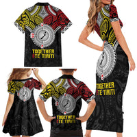 Aotearoa and Niue Mo Te Tiriti Family Matching Short Sleeve Bodycon Dress and Hawaiian Shirt New Zealand Honour The Treaty Ake!Ake!Ake! LT9 - Polynesian Pride