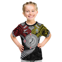 Aotearoa and Niue Mo Te Tiriti Kid T Shirt New Zealand Honour The Treaty Ake!Ake!Ake! LT9 Gold - Polynesian Pride