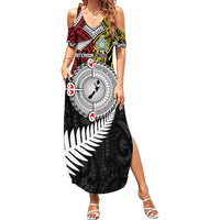 Aotearoa and Niue Mo Te Tiriti Summer Maxi Dress New Zealand Honour The Treaty Ake!Ake!Ake! LT9 Women Gold - Polynesian Pride