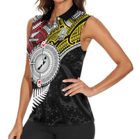 Aotearoa and Niue Mo Te Tiriti Women Sleeveless Polo Shirt New Zealand Honour The Treaty Ake!Ake!Ake! LT9 - Polynesian Pride