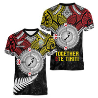 Aotearoa and Niue Mo Te Tiriti Women V-Neck T-Shirt New Zealand Honour The Treaty Ake!Ake!Ake! LT9 - Polynesian Pride