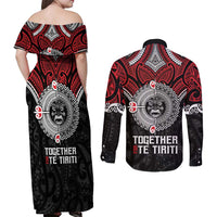 Aotearoa and Tonga Mo Te Tiriti Couples Matching Off Shoulder Maxi Dress and Long Sleeve Button Shirt New Zealand Honour The Treaty Ake!Ake!Ake! LT9 - Polynesian Pride