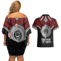 Aotearoa and Tonga Mo Te Tiriti Couples Matching Off Shoulder Short Dress and Hawaiian Shirt New Zealand Honour The Treaty Ake!Ake!Ake! LT9 - Polynesian Pride