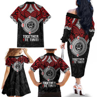 Aotearoa and Tonga Mo Te Tiriti Family Matching Off The Shoulder Long Sleeve Dress and Hawaiian Shirt New Zealand Honour The Treaty Ake!Ake!Ake! LT9 - Polynesian Pride