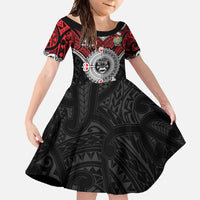 Aotearoa and Tonga Mo Te Tiriti Family Matching Off Shoulder Maxi Dress and Hawaiian Shirt New Zealand Honour The Treaty Ake!Ake!Ake! LT9 Daughter's Dress Red - Polynesian Pride