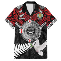 Aotearoa and Tonga Mo Te Tiriti Family Matching Off Shoulder Maxi Dress and Hawaiian Shirt New Zealand Honour The Treaty Ake!Ake!Ake! LT9 Dad's Shirt - Short Sleeve Red - Polynesian Pride