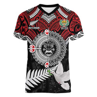 Aotearoa and Tonga Mo Te Tiriti Women V-Neck T-Shirt New Zealand Honour The Treaty Ake!Ake!Ake!