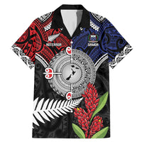 Aotearoa and Samoa Mo Te Tiriti Family Matching Mermaid Dress and Hawaiian Shirt Tangata Moana Stand with Tangata Whenua LT9 Dad's Shirt - Short Sleeve Blue - Polynesian Pride