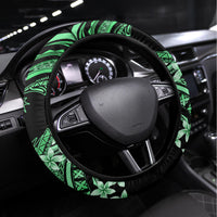 Polynesia Valentines Day Forever In My Heart Tattoo Steering Wheel Cover Green Style LT9 Universal Fit Green - Polynesian Pride