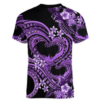 Polynesia Valentines Day Forever In My Heart Tattoo Women V Neck T Shirt Purple Style LT9 - Polynesian Pride