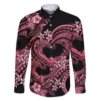 Polynesia Valentines Day Forever In My Heart Tattoo Family Matching Puletasi and Hawaiian Shirt Pink Style LT9 Dad's Shirt - Long Sleeve Pink - Polynesian Pride