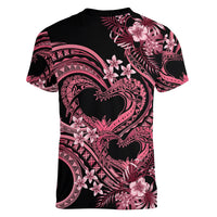Polynesia Valentines Day Forever In My Heart Tattoo Women V Neck T Shirt Pink Style LT9 - Polynesian Pride