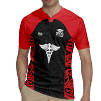 New Zealand Nurse RN 2026 Personalised Rugby Jersey Red Maori Pattern Cultural Pride