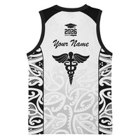 New Zealand Nurse RN 2026 Personalised Basketball Jersey White Maori Pattern Cultural Pride LT9 - Polynesian Pride