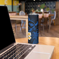 Hawaii Maui Islands Pacific Plumeria Skinny Tumbler Blue Polynesian Tattoo