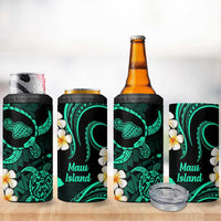 Hawaii Maui Islands Pacific Plumeria 4 in 1 Can Cooler Tumbler Turquoise Polynesian Tattoo