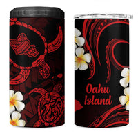 Hawaii Oahu Islands Pacific Plumeria 4 in 1 Can Cooler Tumbler Red Polynesian Tattoo LT9 One Size: 16 oz Red - Polynesian Pride