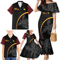 Papua New Guinea 50th Independence Day Family Matching Mermaid Dress and Hawaiian Shirt Simple Oro Tapa Pattern LT9 - Polynesian Pride