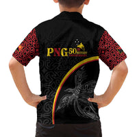 Papua New Guinea 50th Independence Day Family Matching Off The Shoulder Long Sleeve Dress and Hawaiian Shirt Simple Oro Tapa Pattern LT9 - Polynesian Pride