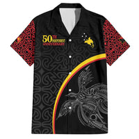 Papua New Guinea 50th Independence Day Family Matching Short Sleeve Bodycon Dress and Hawaiian Shirt Simple Oro Tapa Pattern LT9 Dad's Shirt - Short Sleeve Black - Polynesian Pride