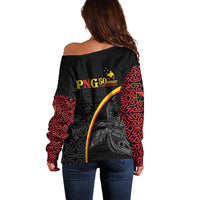 Papua New Guinea 50th Independence Day Off Shoulder Sweater Simple Oro Tapa Pattern - Polynesian Pride