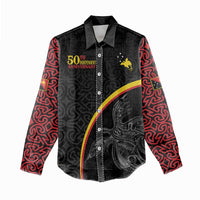 Papua New Guinea 50th Independence Day Women Casual Shirt Simple Oro Tapa Pattern LT9 - Polynesian Pride
