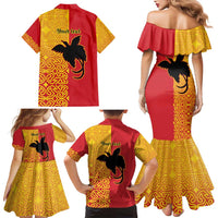 Papua New Guinea Oro Tapa Personalised Family Matching Mermaid Dress and Hawaiian Shirt Simple Bird of Paradise Style LT9 - Polynesian Pride