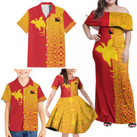 Papua New Guinea Oro Tapa Personalised Family Matching Off Shoulder Maxi Dress and Hawaiian Shirt Simple Bird of Paradise Style LT9 - Polynesian Pride