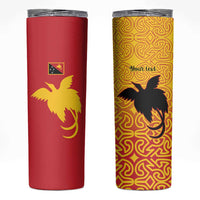 Papua New Guinea Oro Tapa Personalised Skinny Tumbler Simple Bird of Paradise Style LT9 Red - Polynesian Pride