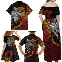Papua New Guinea Sepik Personalised Family Matching Off Shoulder Maxi Dress and Hawaiian Shirt PNG Bird of Paradise Tattoo LT9 - Polynesian Pride