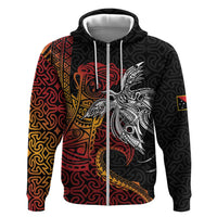 Papua New Guinea Sepik Personalised Hoodie PNG Bird of Paradise Tattoo LT9 Zip Hoodie Black - Polynesian Pride