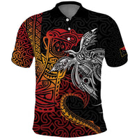 Papua New Guinea Sepik Personalised Polo Shirt - PNG Bird of Paradise Tattoo LT9 Black - Polynesian Pride