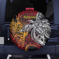 Papua New Guinea Sepik Personalised Spare Tire Cover PNG Bird of Paradise Tattoo LT9 No hole Black - Polynesian Pride
