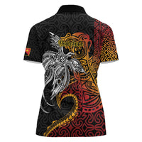 Papua New Guinea Sepik Personalised Women Polo Shirt PNG Bird of Paradise Tattoo LT9 - Polynesian Pride