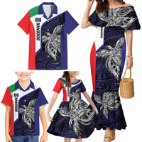 Personalised PNG Bougainville Family Matching Mermaid Dress and Hawaiian Shirt Bird of Paradise Tattoo Flag Motif LT9 - Polynesian Pride