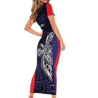 Personalised PNG Bougainville Family Matching Short Sleeve Bodycon Dress and Hawaiian Shirt Bird of Paradise Tattoo Flag Motif LT9 - Polynesian Pride